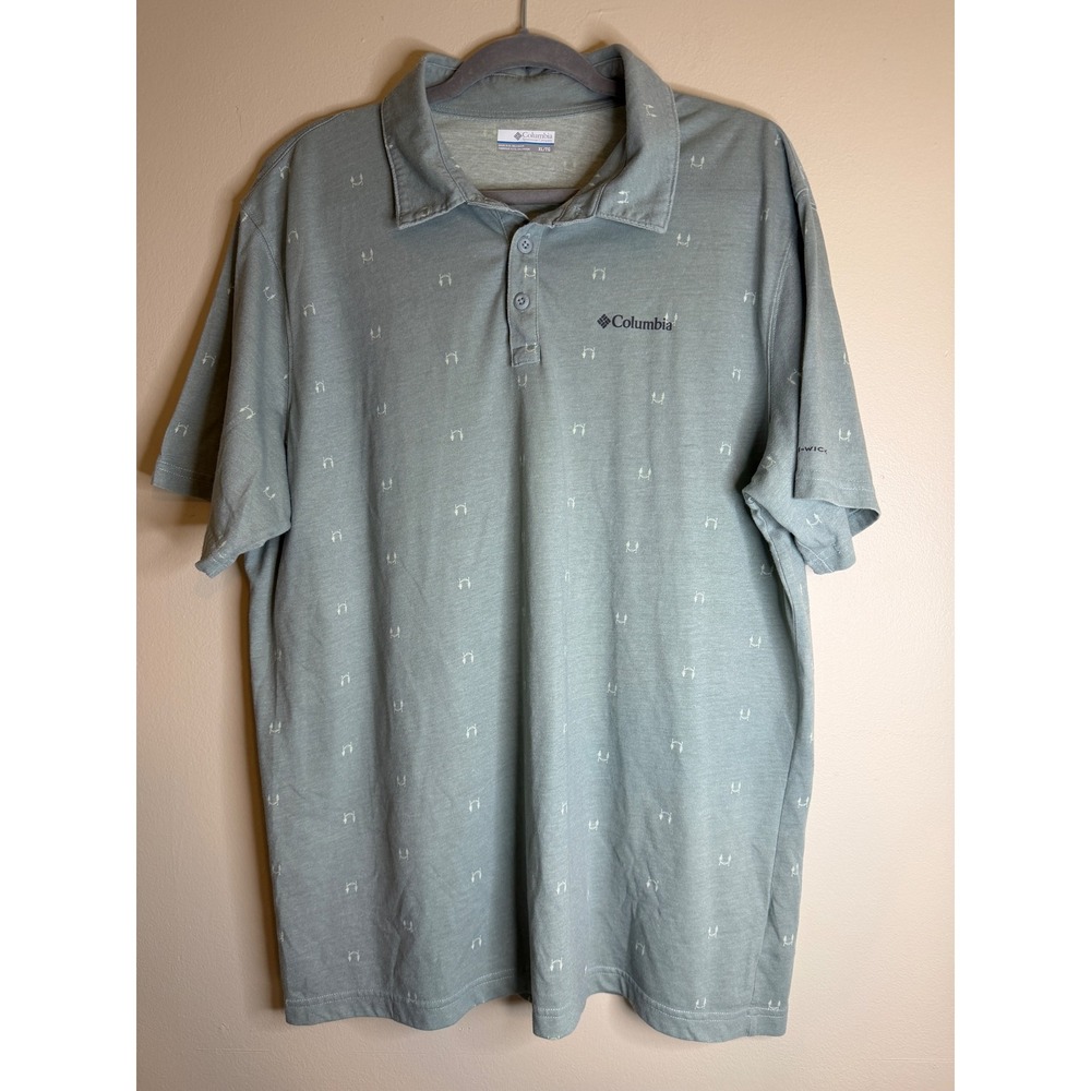 Columbia Mens XL Omni-Wick Hammock Print Polo Shirt Golf Equestrian